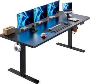 71 x 30 inch Standing Desk Top 25mm Thickness, Powerful Brushless Motor Large Height Adjustable Table, 4 Memory Preset Sit Stand Up Desk, Home Office Computer Table with Thick T-Shaped Frame