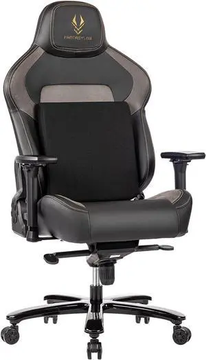 Big & Tall Gaming Chair 440lb Metal Base Memory Foam Lumbar Seat Cushion 4D Adjustable Arms Swivels & Reclines Ergonomic High-Back Racing Computer Gaming Chair, Black