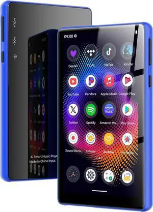 128GB MP3 Player with Bluetooth and WiFiMusic Video Player with Spotify Pandora,Amazon Music, 5" Touch Screen Android MP4 MP3 Player for Kids with Audible, YouTube, Spotify Kids,up to 256GB (Blue)