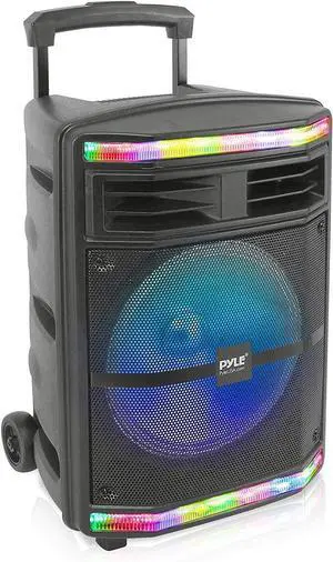 Portable Bluetooth PA Speaker System - 600W Bluetooth Speaker Portable PA System W/ Rechargeable Battery, Party Lights, MP3/USB SD Card Reader, Rolling Wheels -  PPHP1044B