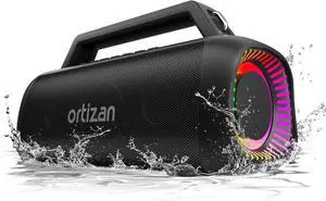 Portable Bluetooth Speaker Loud, 80W Peak, Bass Up, 20H Playtime, IPX7 Waterproof, RGB Lights, Wireless Stereo Pai, BT5.3, USB-C, Subwoofer Outdoor Speaker for Camping, Beach, Backyard