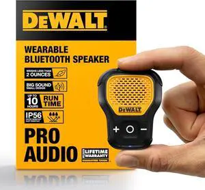 Wearable Bluetooth Speaker (Updated Version), Clip-On Wireless Jobsite Pro Water-Resistant Portable Speaker (Non-Magnetic), Built-in Mic for Hands-Free Music/Calls, Bluetooth Speaker (Yellow)