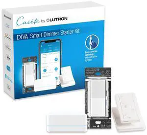 Diva Smart Dimmer Switch Kit for Caseta Lighting w/ Hub, Pico Remote & Pedestal, Smart Dimmer Works with Apple Home, , Google Home, 3 Way, DVRF-BDG-1DP-A