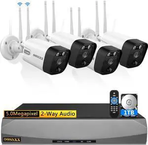 2-Way Audio & PIR Detection Dual Antennas Outdoor Wireless Security Camera System 5.5MP Wi-Fi Video Surveillance DVR Recorder System