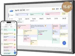 15.6" Digital Calendar Chore Chart  1080P Full HD Interactive Touchscreen, Smart Family Planner, Hearth Display Digital Calendar Wall & Desk Mountable for Seamless Scheduling Black