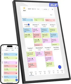 Digital Calendar, 21.5 Inch Smart WiFi Digital Calendar&Chore Chart, 1920 * 1080 IPS Touch Screen HD Display for Family Schedules, Wall-Mounted, Share Moments Instantly from Anywhere