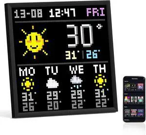 Pixoo-64 - WiFi Pixel Cloud Digital Picture Frame with APP Control,64 X 64 LED Panel Display Frame for Gaming Room DecoratioSocial Media Fans Counter