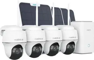 4K Solar Security Camera Outdoor, Encrypted Local Storage Camera System, 360° Pan Tilt, Smart Detection, No Monthly Fee, Home Hub with 4X PT Ultra + Solar Panel
