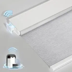 Smart Motorized Blinds with Remote, Cordless No-Drill Automatic Roller Shades, Blackout Electric Blind for Windows, Grey, 34 x 72