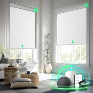 Smart Motorized Blinds with Remote Control, Blackout Roller Shades, Custom Smart Blinds with Valance, Cordless Electric Window Blinds & Automatic Shades(White,34" Wx72 H)