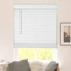 Faux Wood Blinds with Classic Valance, Cordless, 2" Slat, 30.5" W x 73" H, Blinds for Indoor Windows, Room Darkening Window Blinds for Home Interior Windows and Doors, Pure White