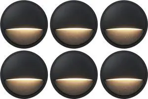 GKOLED Low Voltage Deck Post Lights, LED Landscape Stair Riser Step Fence Lighting Fixture, Die-cast Aluminum 12V AC/DC Light, Black Powder Coated Finish, Complete Light UL-Listed, 6-Pack