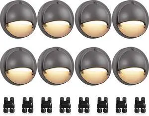 Low Voltage Deck Lights with Fastlock2 Wire Connector 5W LED Landscape Step Stair Lights Outdoor Accent Lighting Garden Post Fence Light 3000K 12-24V AC/DC 3.2FT ETL Listed Cord, 8 k