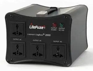 2000W Voltage Converter Step-up/Down Auto Power Transformer - 110/120v to 220/240v - Heavy Duty  Circuit Breaker Protection  Converting Box Technology - Black