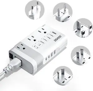 220v to 110v Voltage Converter US to Europe: 350W 220 to 110 Voltage Converter for European Travel - International Power Adapter Plug Combo Step Down Transformer White