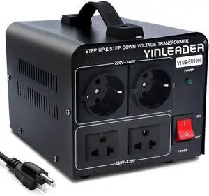 1000W 110V to 220V EU Voltage Converter Transformer Step Up/Down Converter 110/120 Volt - 220/230/240 Volt w/US Power Cord(NO 220V Power Cord)