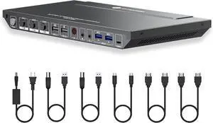 AV Access KVM Switch Dock for a Laptop and 2 Desktop PCs, Dual 4K Monitor USB C Docking Station, Type-C 65W Charging for Laptop, Ethernet, EDID, Hotkey Switch, HDMI, 4K@60Hz, 1080P@240Hz, USB 3.0