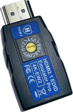 HDMI 2.1 4K EDID Emulator PRO (Model: 4K-EW2), Support SCDC and Exact EDID Copy and Emulation, HDCP Pass-Through (not Bypass or Remove), 14 Pre-Set EDID Values with 2.1 Channel Audio