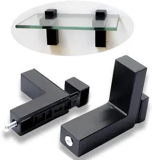 4 pcs Glass Shelf Bracket, Floating Shelf Bracket Adjustable,F-Shaped Wall Mount Floating for 3-28mm Glass Wood Acrylic Board Shelves Wall Mount