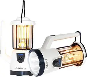 2-Pack Rechargeable LED Flashlight - 1200LM Super Bright, Spotlight & Lantern Modes, Waterproof, Power Bank, for Outages, Camping, Hiking, and Emergency Kits (8-Hour Runtime) White