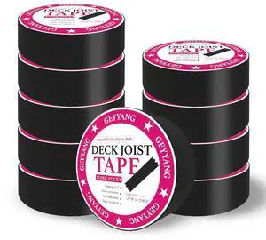 GEYYANG 10 k Deck Joist Tape 2 inch x 50 Feet,Butyl Joist Tape for Decking,Waterproof Seal Antiseptic Butyl Deck Tape, Self-Adhve Deck Flashing Tape for Wood Decks Beams Roof