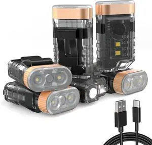 LED Small Powerful EDC Flashlight with Warm White Red Light,Bright 1500LM USB C Rechargeable 9 Modes Mini Pocket Keychain Flash Light with Clip,IP5 Waterproof,365nm UV Black Light,Tail Magnet 6PC