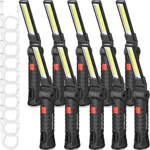 10 Pcs Fathers Day Tool Gifts Rechargeable LED Work Light with Magnetic Base and 360° Rotate Magnetic Flashlights for Mechanics Car Repair Home Garage Camping Gifts for Men Dad (Large)