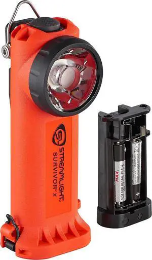 90950 Surr X 250-Lumen Right-Angle Firefighter's Flashlight with Three (3) "AA Alkaline Batteries, Orange