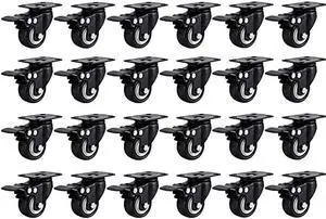 24 k Swivel 2" Caster Wheels Rubber Base with Top Plate & Bearing Heavy Duty with Total Lock Brake (24 k with Brake)