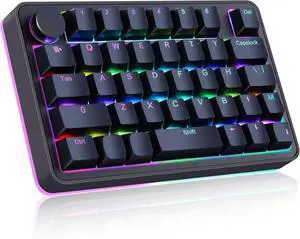 Single-Handed Macro Mechanical Keyboard, RGB LED Backlit Portable Mini One-Handed Mechanical Gaming Keypad 39 Fully Programmable Keys (39 Keyboard Black)