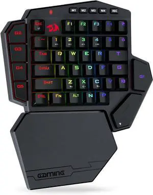 Redragon K585 PRO Wireless One-Handed Mechanical Keyboard, 42 Keys 3-Mode RGB 40% Gaming Keypad w/ 7 Onboard Macro Keys, Detachable Wrist Support, Durable Battery (Red Switch)
