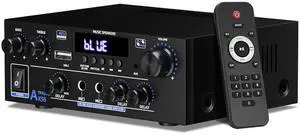Amplifier Home Audio Stereo 1000W, Bluetooth 5.3 Amplifier for Two 50W x2 Sers of About 8 Inches, SD Card/USB/MIC, 2.0 Channel HiFi for TV, Home or Your Car (AK55)