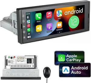 Single Din Touchscreen Radio: 6.9 Inch Android 12 Single Din Radio Car Stereo Wireless CarPlay - Android Auto Head Unit Touch Screen with BT, WiFi, In-Dash GPS Navi, EQ, FM, SWC, MIC, 2+32GB