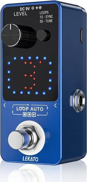 Looper Pedal, Guitar Looper Pedal for Electric Guitar&Bass Loop Pedal with SYNC & Tuner Function Triple Effect Guitar Looper with LED Screen Unlimited Overdubs 3 Loops 18 Minutes Record Time