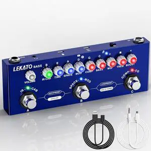 Bass Multi Effects Pedal, Guiter Peda with IR Loading 9 AMP Models, Delay Reverb Chorus Distortion Overdrive, Multi Effects Processor for Bass, Bluetooth 5.0,Recording, Built-in Battery
