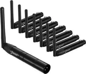 Wireless DMX 8PCS Black Metal DMX512 wireless Dfi DJ 2.4G 7 Receivers & 1 Transmitter Lighting Control for LED Stage Disco Py Bar Lighting