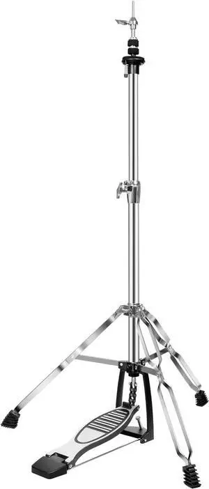 Foldable Portable Hi-Hat Stand,Pedal Control Style Drum Hi-Hat Cymbal Stand with Pedal Silver & Black (Hi-Hat Stand)