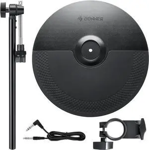 Mute Cymbal Set with 12-inch Cymbals and Cymbals Stand for Electric Drum Kit, More Stable Iron Metal Bracket, Signal Cable, Rack Clamp for Electric Drum Set (For DED-200/400 /500 Expansion)