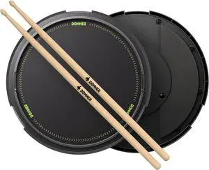 Drum Practice Pad 12 Inches,  Quiet Drum Pad with Removable Snare Simulation Built-in 800 Steel Balls, Drum Sticks, 40 Standard Rudiments(Black)