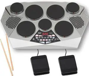 Pro Electronic Drum kit - Portable Electric Tabletop Drum Set Machine with Digital Panel, 7 Drum Pad, Hi-Hat / Kick Bass Pedal Controller USB AUX -Tom Toms, Hi-Hat, Snare Drums, Cymbals - PTED06