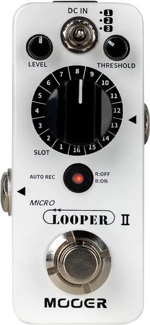 Micro Looper II Guitar Loop Pedal With 480 Minutes Recording, AUTO REC Function, 3 Saving Banks and 16 Slots Per Bank