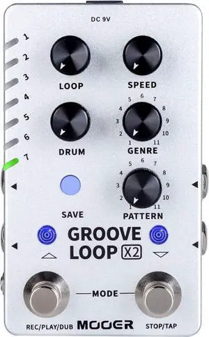 Groove Looper Pedal Drum Machine Stereo Guitar Loop Recorder Pedals with 140 Minutes Loops 121 Drum Grooves Editor Software (X2)