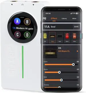 P2 Multi-Effects Pedal Processor, Electric Guitar Bass Guitar Pedals with Amp MIDI Looper Drum Machine Touch Screen for Performance Practice Live Streaming