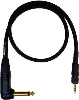 GOLD BPSE TS-24R Belt k Instrument Cable for Wireless Instrument Systems, 1/4" TS Male Plug to 3.5mm Locking TRS Male Plug, Right Angle to Straight Connectors, 24 Inch