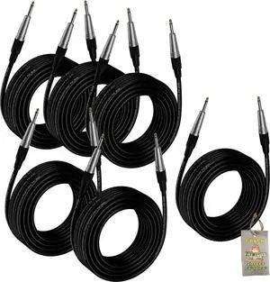 Guitar Cords (ShieldedPRO X Series) 6-k  20ft 1/4" TS Gold Straight-End Instrument Cables, 24 AWG Wire for Electric, Bass, Amp & Studio Gear