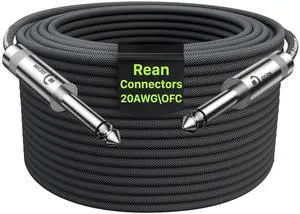 Guitar Cable 100 ft, Professional Neutrik Rean Connectors, Kevlar-Reinforced Nylon Braided 1/4 Instrument Cable, 20 AWG, OFC, Quer Inch Electric Guitar Cord, Bass AMP Cord