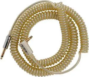 VCC090SL Vintage Coiled Cable - 29.5ft, Straight to Right Angle, 1/4" TS Male, Silver
