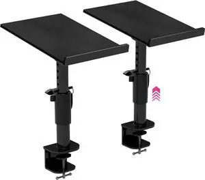 Studio Monitor Stands - Music Studio Desktop Ser Stand - 2 k 12x9 Clamp-on Adjustable Short or Tall Ser Support for Music Booth Desk Audio Monitor Stand Mount with Tilt