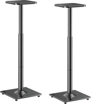 Universal Speaker Stands Height Adjustable 28"-37.4", Bookshelf Stand Pair for Satellite Studio Large Speakers Up to 22 lbs, Surround Sound with Cable Management, Black by DT