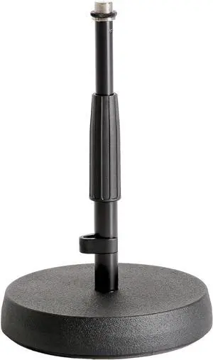 König & Meyer 23325.500.55 Table / Floor Microphone Stand | Adjustable Height | Sound Absorbing Cast-Iron Round Base | Standard 58'' Thread | For Microphone Amps, Percussion | German Made | Black